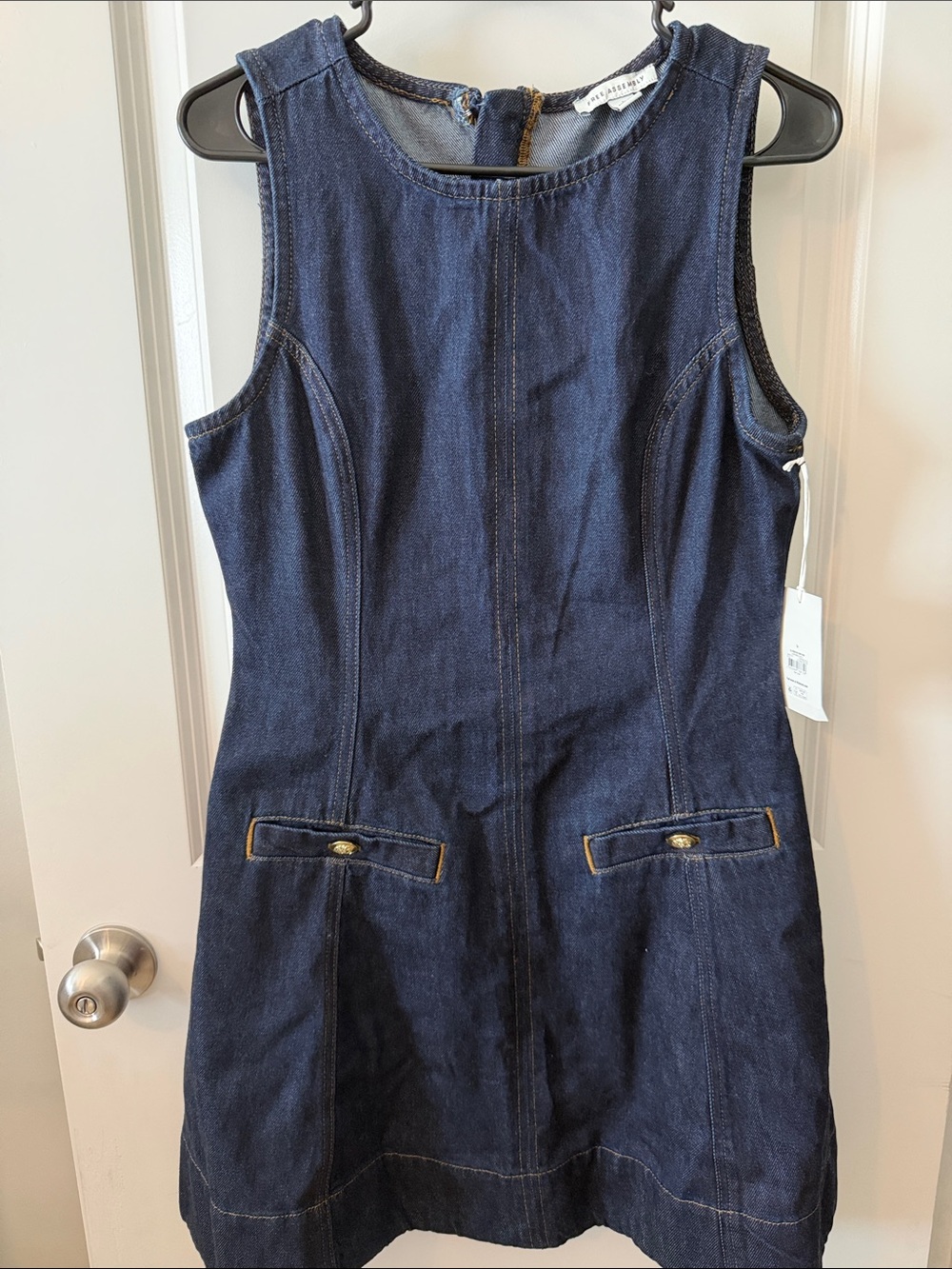 Stylish Dark Blue Denim Shift Dress - Sleeveless